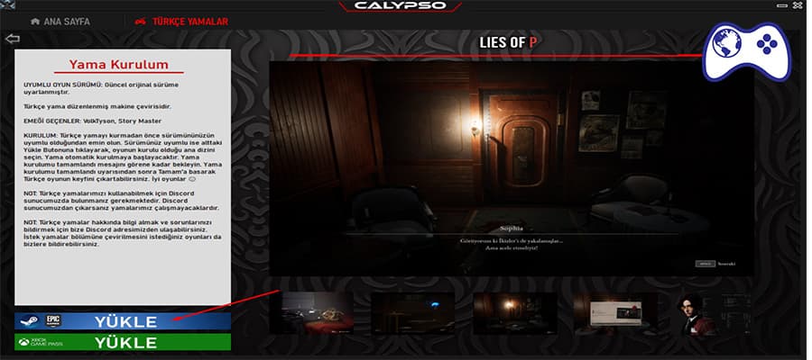 lies of p türkçe yama steam
