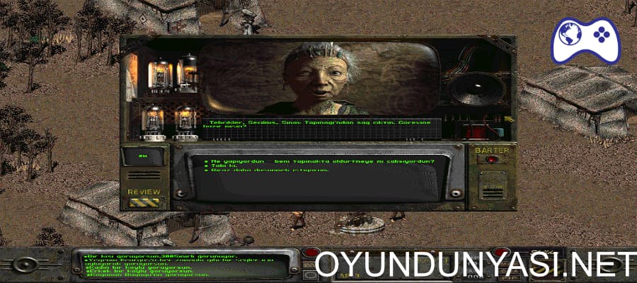Fallout 2 Türkçe Yama ile oyun içi Türkçe diyalog ekranı