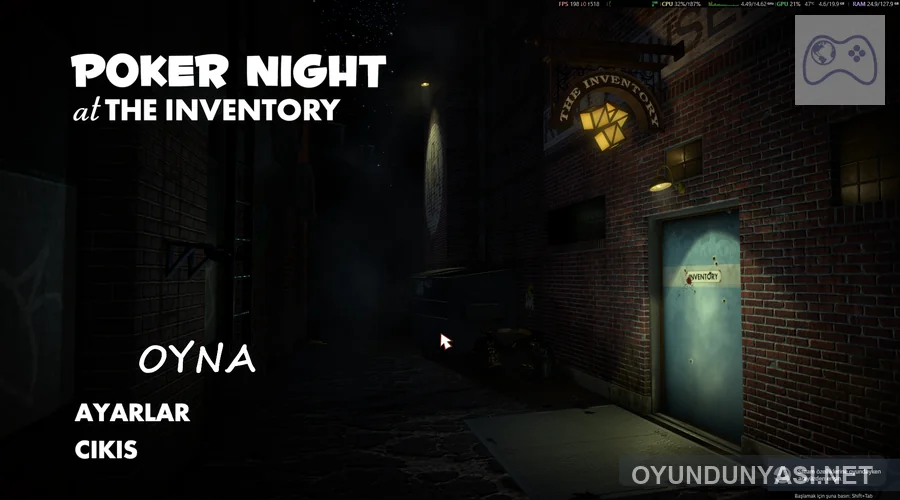 Poker Night at the Inventory Turkce yama ile Turkce ana menu ekrani