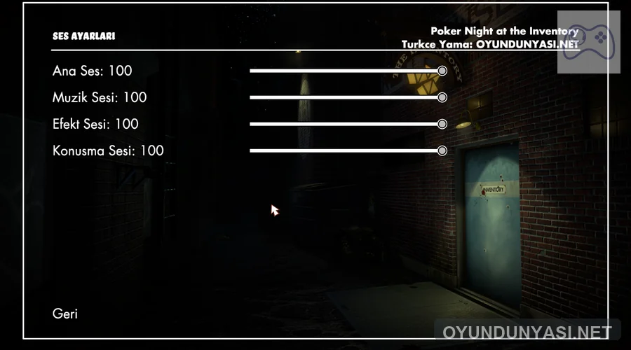 Poker Night at the Inventory Turkce yama ses ayarlari ekrani